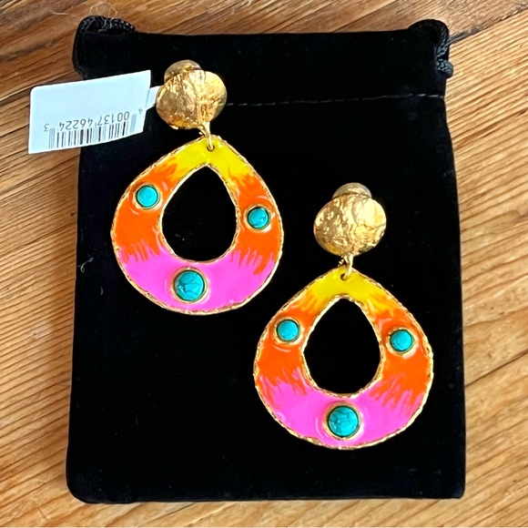 🌺🎉HP🎉🌺 NWT Sylvia Toledano Thalita Turquoise Hoop Earrings - Picture 1 of 15